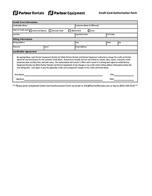 Credit Card Authorization Form